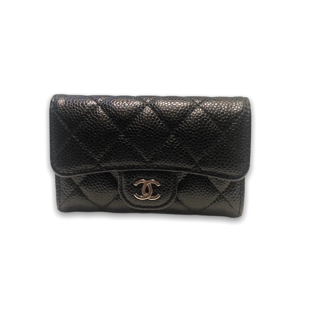 Used like new! Chanel Card holder Black caviar with silver hardware Holo 29