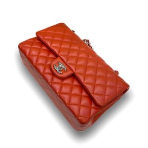 Used! Chanel Classic 10” orange lambskin with Silver hardware Holo 20”