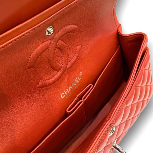 Used! Chanel Classic 10” orange lambskin with Silver hardware Holo 20”