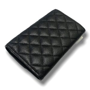Used ! Chanel Classic medium wallet black caviar with silver hardware Holo 25