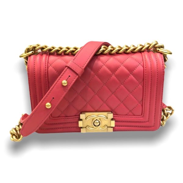 Like new ! Chanel Boy 8” pink lambskin with gold hardware Holo 29 Fullset shop Thai